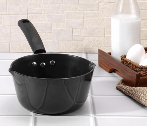 Vinod Black Pearl Hard Anodised American Non Stick Saucepan - 1 litre, 14cm | 3.25mm Thickness | Metal Spoon Friendly | Easy to Pour | 2 Year Warranty | Toxin Free - Black - Image 2